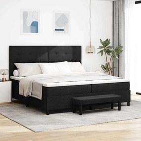 vidaXL Κρεβάτι με Βάση Στρώματος & Πάγκο Μαύρο 200x200 εκ. Υφάσματος