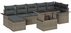 vidaXL Σετ Καναπέ Κήπου με μαξιλάρι 8 pcs Γκρι Πολυ ράταν