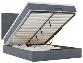 vidaXL Οθωμανικό κρεβάτι με στρώματα & LEDs Σκούρο γκρι Βελούδο