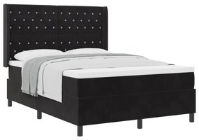 vidaXL Κρεβάτι Box Spring με Στρώμα Μαύρο 140x200 εκ Βελούδο