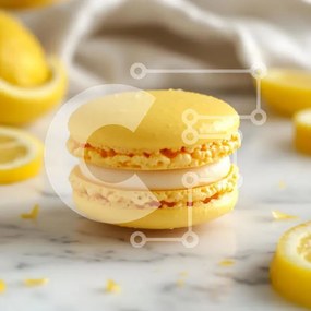 Σετ των 2 Intra Συλλεκτικό Ξύλινο Παζλ Plywood 4mm - Λαχταριστό κίτρινο μακαρόν με φέτες λεμονιού Σε Ξύλινο Κουτί - Διαστάσεις: 10x10 cm – 25 κομμάτια