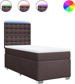 vidaXL Κρεβάτι Boxspring με Στρώμα Σκούρο Καφέ 80x200 εκ. Υφασμάτινο