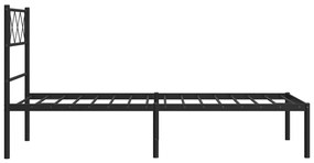 vidaXL Πλαίσιο Κρεβατιού με Κεφαλάρι Μαύρο 75 x 190 εκ. Μεταλλικό