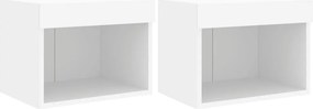 vidaXL Κομοδίνα Επιτοίχια με Φώτα LED 2 Τεμ. Λευκά
