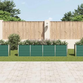 vidaXL Ζαρντινιέρα Ψηλή Πράσινη 320x40x77 εκ. Γαλβανισμένος Χάλυβας