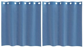 vidaXL Voile κουρτίνες με ροδέλες 2 τεμάχια Μπλε Ρουά