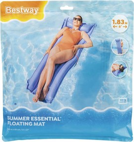 BESTWAY φουσκωτό στρώμα θαλάσσης 44007 με μαξιλάρι, 183x69cm, μωβ