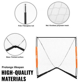 VEVOR Lacrosse Goal, 6&#039; x 6&#039; Lacrosse Net, Portable Lacrosse Goal with Carry Bag, Fiberglass Rod Backyard Lacrosse Training Equipment, Easy Setup Collegiate Goal, Perfect for Youth Adult Training