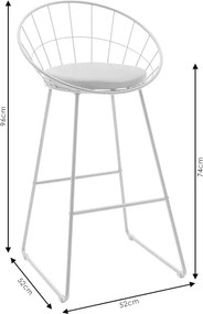 Σκαμπό μπαρ Seth pakoworld μέταλλο λευκό-μαξιλάρι PVC λευκό