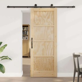 vidaXL Σετ Συρόμενης Πόρτας Φυσικό και μαύρο 78 x 202 εκ.