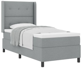 vidaXL Κρεβάτι Box Spring με Στρώμα  σε Ανοιχτό Γκρι 90x190 εκ. Υφάσματος