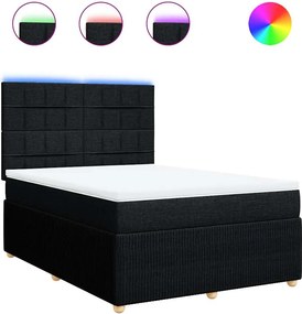 vidaXL Κρεβάτι Boxspring με Στρώμα Μαύρο 140x190 εκ. Υφασμάτινο