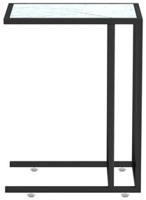 vidaXL Τραπέζι Υπολογ. Βοηθ. Λευκό Οψη Μαρμάρου 50x35x65εκ. Ψημ. Γυαλί