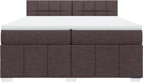 vidaXL Κρεβάτι Boxspring με Στρώμα Σκούρο Καφέ 200x200 εκ. Υφασμάτινο