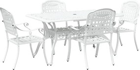 vidaXL Σέτ φαγητού για κήπο 5 pcs Λευκό Αλουμίνιο