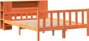 vidaXL Κρεβάτι Βιβλιοθήκη Χωρίς Στρώμα Καφέ 150x200 εκ Μασίφ Πεύκο