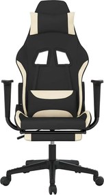 vidaXL Καρέκλα Gaming Μαύρο και κρεμ Ύφασμα με Υποπόδιο