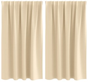 vidaXL Κουρτίνες με κουρτίνες 2 pcs Κρεμ 140 x 140 cm Πολυεστέρας