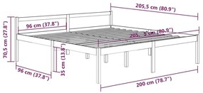 Κρεβάτι Ηλικιωμένων Λευκό 200 x 200 εκ. από Μασίφ Ξύλο Πεύκου - Λευκό