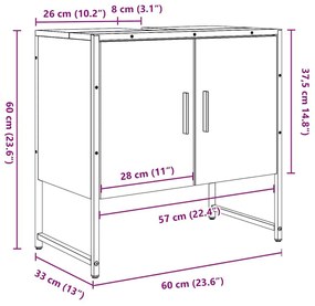 Ντουλάπι νιπτήρα μπάνιου Δρυς τεχνίτης 80x33x60 cm - Καφέ