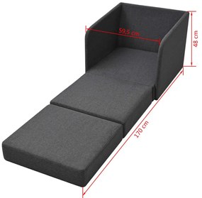 vidaXL Πολυθρόνα-Κρεβάτι Σκούρο Γκρι Υφασμάτινη