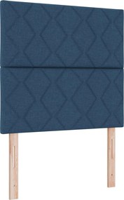 vidaXL Κρεβάτι box spring με στρώμα Μπλε 90 x 200 cm Ύφασμα