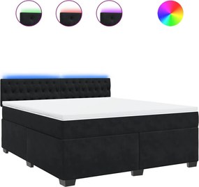 vidaXL Κρεβάτι Boxspring με Στρώμα Μαύρο 180x200 εκ. Βελούδινο