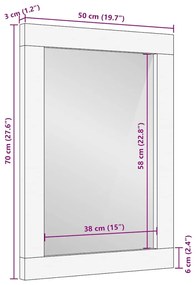 Καθρέφτης μπάνιου γκρι 50x3x70 cm από μασίφ ξύλο Μάνγκο - Γκρι