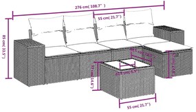 vidaXL Σετ Καναπέ Κήπου 6 τεμ. Μπεζ Συνθετικό Ρατάν με Μαξιλάρια