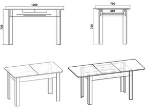 Τραπέζι Quiin επεκτεινόμενο λευκό 120-174x70x73.5εκ 164x70x73.5 εκ.