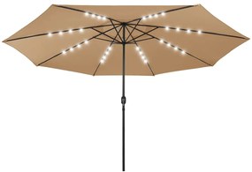 vidaXL Ομπρέλα Κήπου με LED Taupe 400 εκ. με Μεταλλικό Ιστό