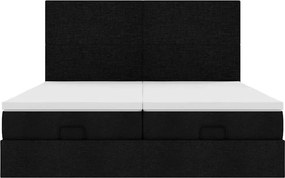 vidaXL Οθωμανικό Κρεβάτι με Στρώματα Μαύρο 200x200cm Ύφασμα