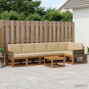 vidaXL Σειρά Καναπέ Εξωτερικού 7 pcs Φυσικό και Μπεζ Πολυεστέρας
