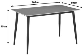 Τραπέζι Gustas γκρι μαρμάρου sintered stone-μαύρο μέταλλο 160x90x75εκ 160x80x75 εκ.