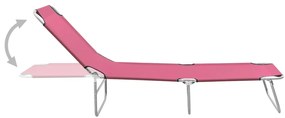vidaXL Ξαπλώστρα Πτυσσόμενη Ροζ από Ατσάλι / Ύφασμα