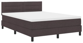 vidaXL Κρεβάτι Box Spring με Στρώμα & LED Σκούρο Καφέ 140x200 εκ Υφασμάτινο