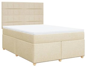 Κρεβάτι Boxspring με Στρώμα Κρεμ 140x200 εκ. Υφασμάτινο - Κρεμ