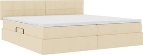 vidaXL LED Κρεβάτι αποθήκευσης με στρώμα Κρέμ 200 x 200 cm Ύφασμα