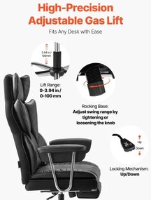 VEVOR Executive Office Chair High Back Chair Footrest &amp; Removable Armrests Black