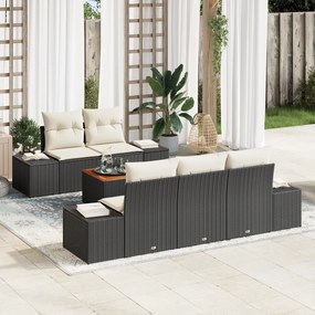 vidaXL Σετ 6 τεμαχίων καναπέ κήπου με μαξιλάρια Μαύρο Πολυ Ρατάν