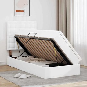 vidaXL Κρεβάτι Αποθήκης Καθαρό Λευκό 90 x 200 cm Τεχνητό Δέρμα