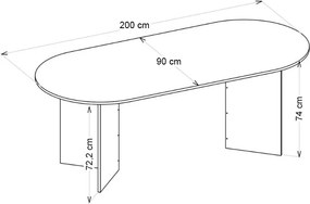 Τραπέζι Cortado Megapap χρώμα sencron black 200x90x74εκ.