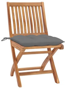 vidaXL Καρέκλες Κήπου Πτυσσόμενες 4 τεμ. Μασίφ Ξύλο Teak με Μαξιλάρια