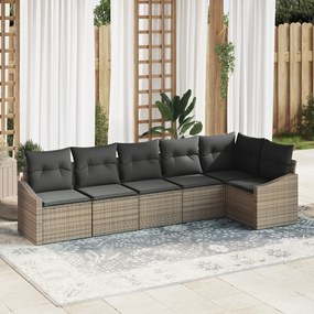 vidaXL Σετ 6 Τεμαχίων Καναπέ Κήπου με Μαξιλάρια Γκρι Πολυ Ρατάν