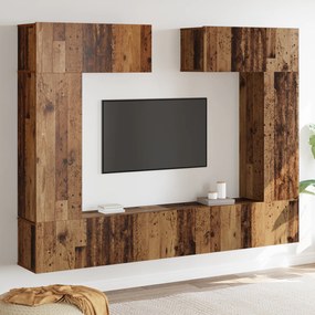 vidaXL Σετ Ντουλαπιών Τηλεόρασης 6 pcs Παλαιό ξύλο 200 x 30 x 150 εκ