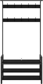 vidaXL Κρεμάστρα Μαύρη Δρυς 95 x 34 x 184 εκ Επεξεργασμένο ξύλο