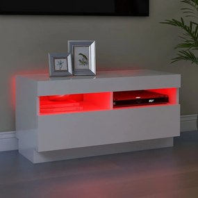 vidaXL Έπιπλο Τηλεόρασης με LED Γυαλιστερό Λευκό 80 x 35 x 40 εκ.