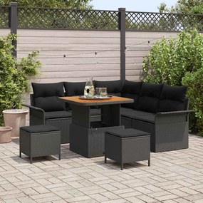 vidaXL Σετ Καναπέ Κήπου Ρυθμιζόμενο ύψος 8 pcs Μαύρο συνθετικό ρατάν