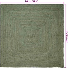 vidaXL Χαλί Περιοχής Λαδί 240 x 240 cm Γιούτα