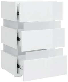 vidaXL Κομοδίνο με LED Γυαλιστερό Λευκό 45x35x67 εκ. Επεξεργασμ. Ξύλο